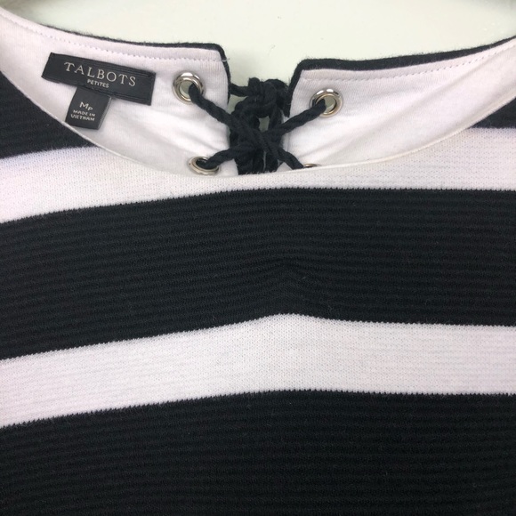 Talbots Boxy MP Tie Back Nautical 1/4 Sleeve Top - Picture 4 of 15